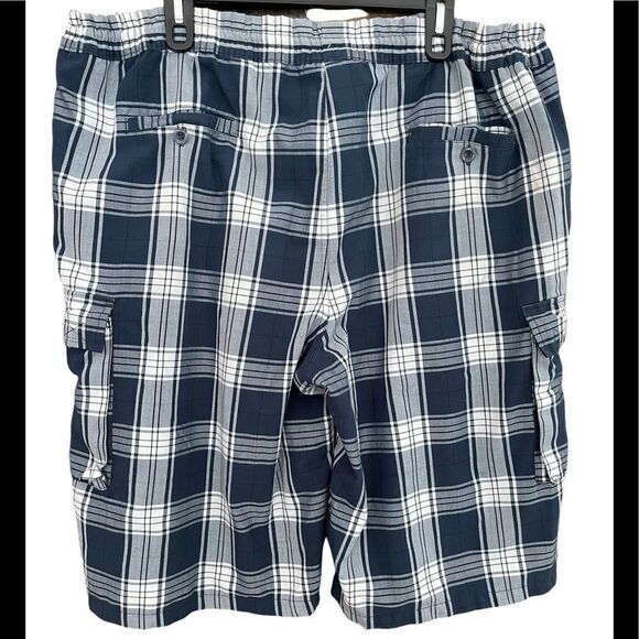 YAGO Men's Elastic Waist Drawstring Relaxed Fit Plaid Cargo Shorts size L - Picture 3 of 5